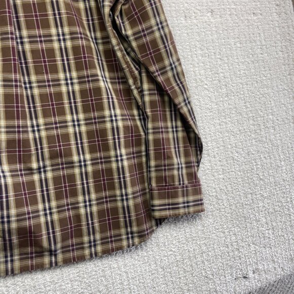Khakis By Arrow Preppy Oxford Button Down Thick Shirt Men Size 2XL Brown Plaid - Picture 11 of 14